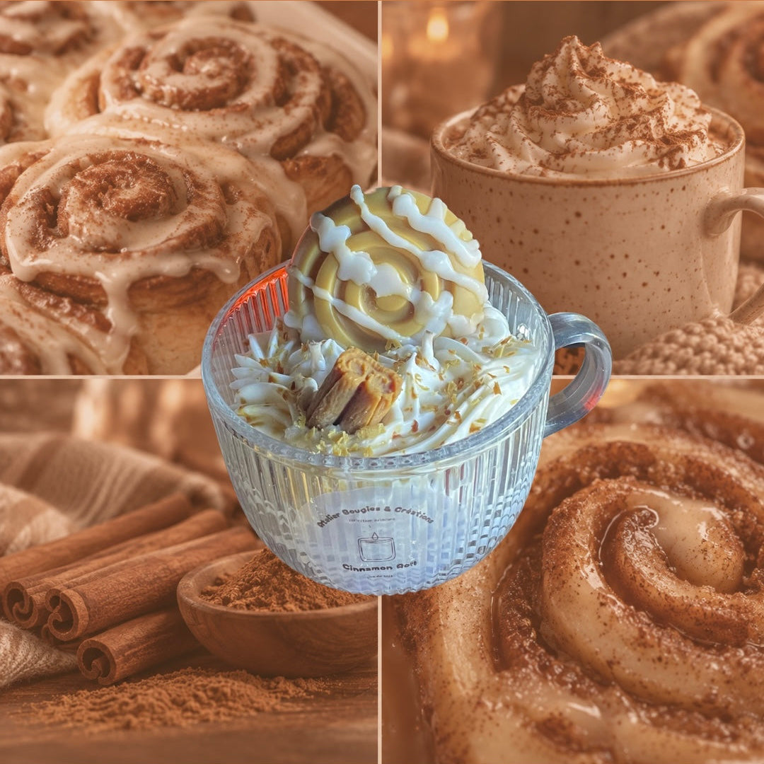 Bougie Cinnamon Roll ｜Cire de soja naturelle ｜Atelier bougies & créations