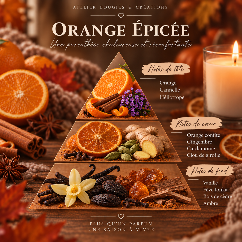 Fondant Orange Epicée | Cire de soja naturelle | Atelier Bougies & Créations