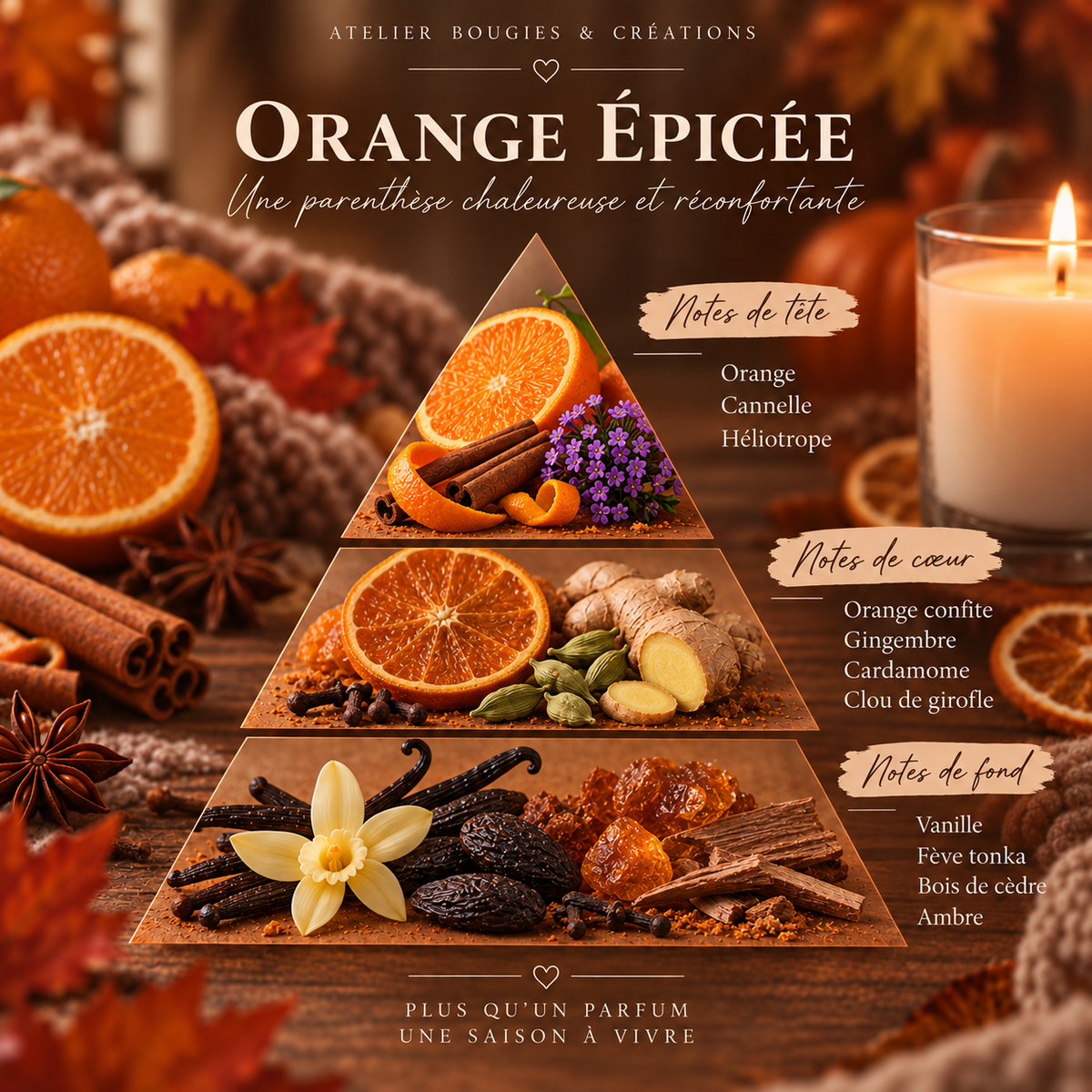 Fondant Orange Epicée | Cire de soja naturelle | Atelier Bougies & Créations