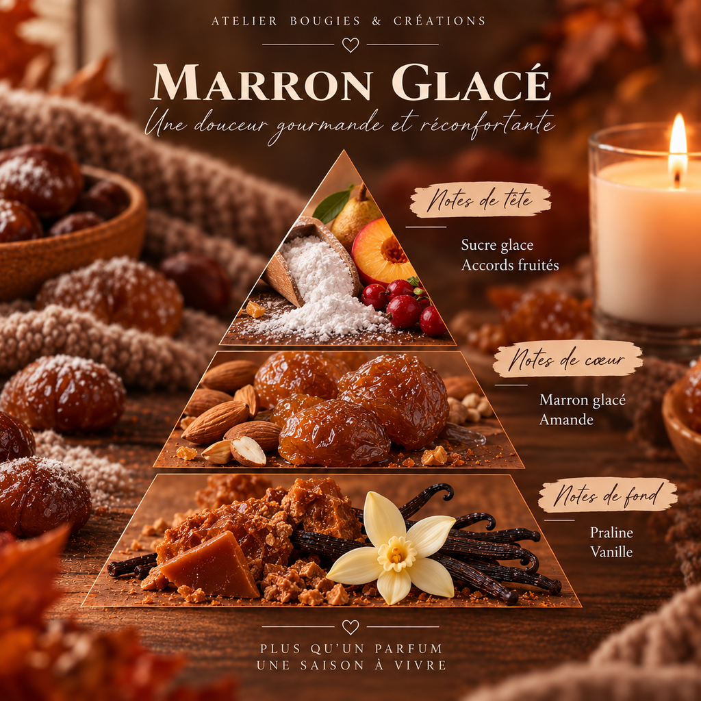 Fondant Marron Glacé | Cire de soja naturelle | Atelier Bougies & Créations
