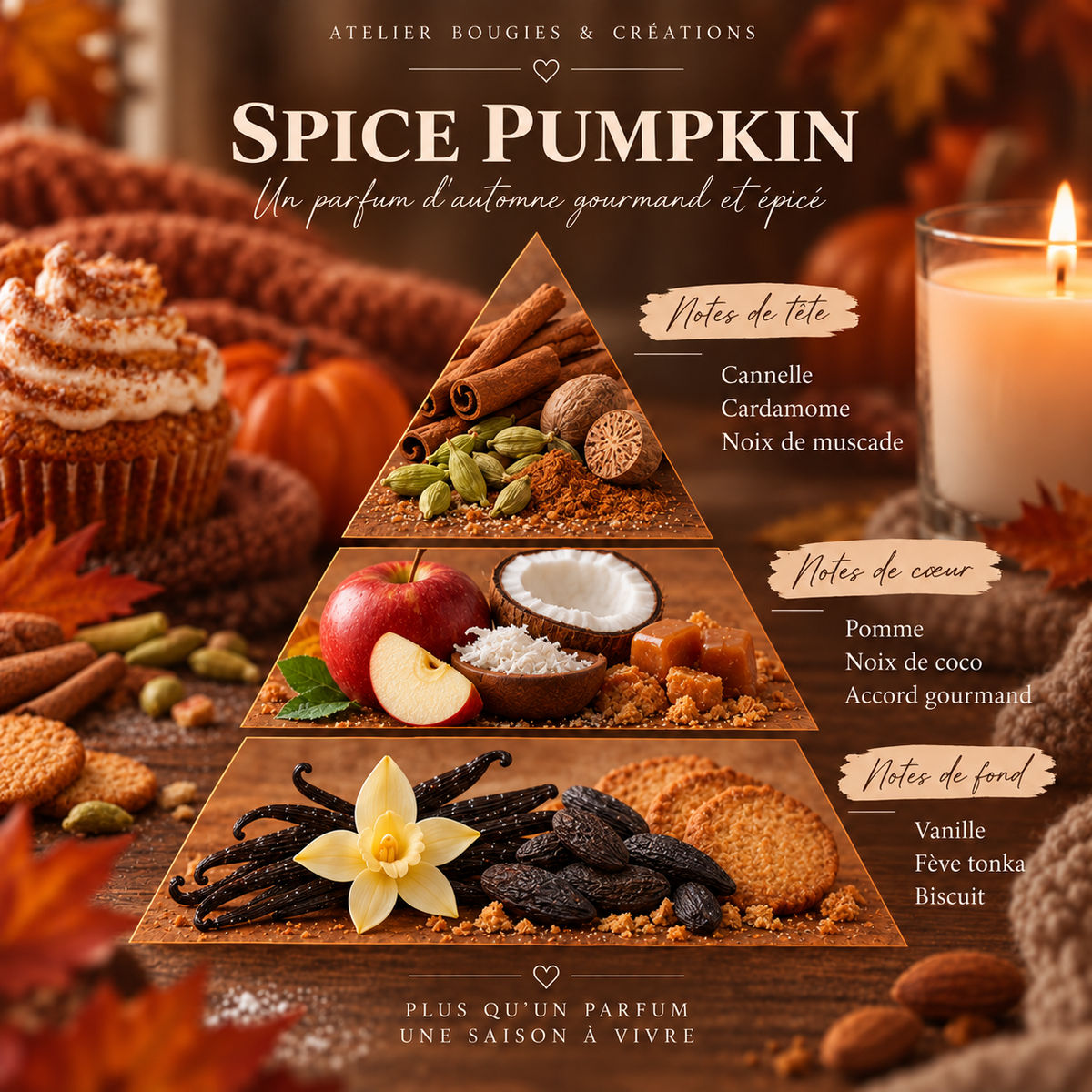 Fondant Spice pumpkin  | Cire de soja naturelle | Atelier Bougies & Créations
