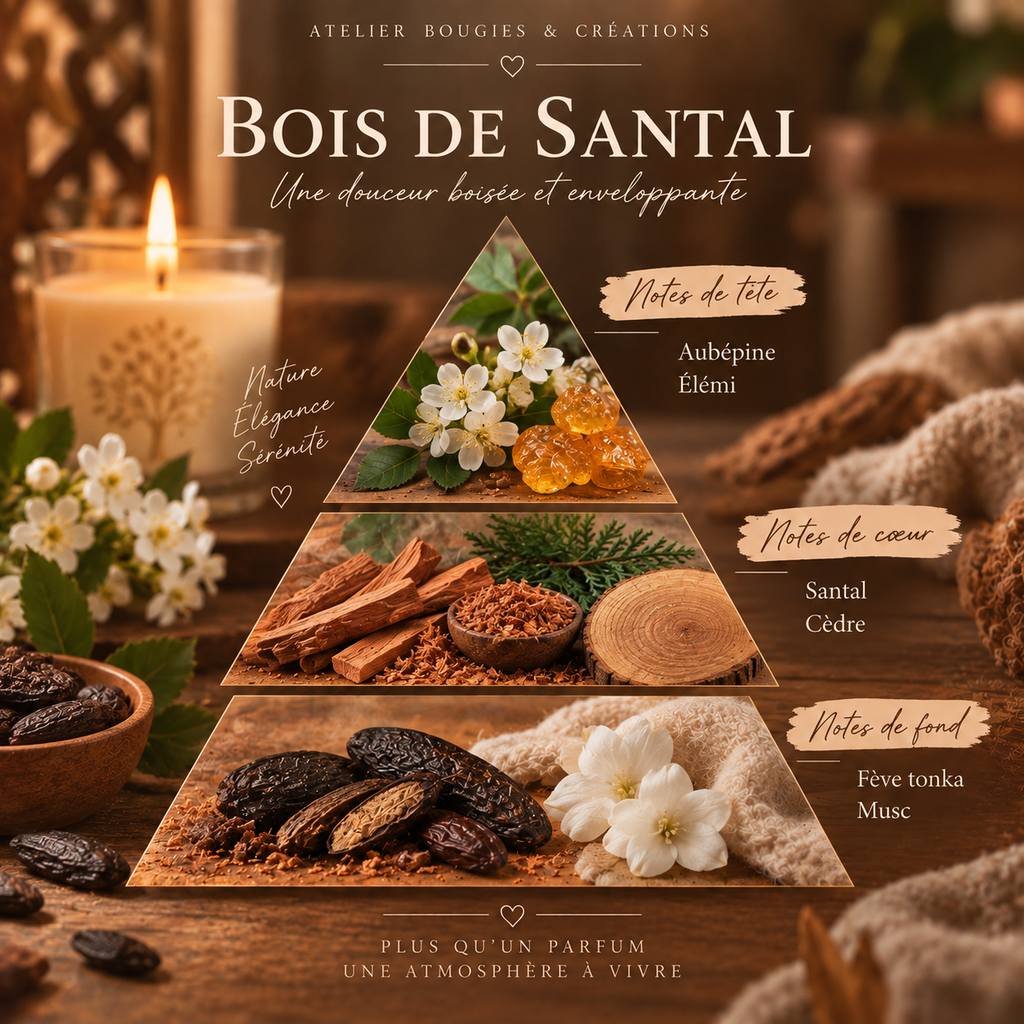 Fondant Bois de Santal | Cire de soja naturelle | Atelier Bougies & Créations
