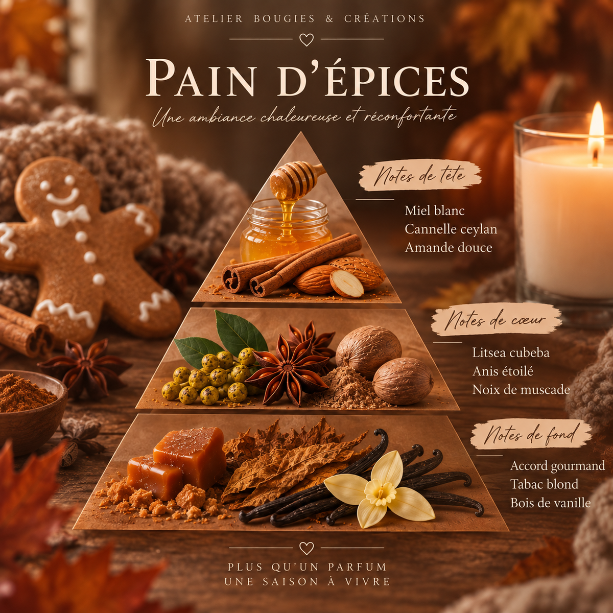 Bougie Pain d’Épices  | Cire de soja naturelle | Atelier Bougies & Création