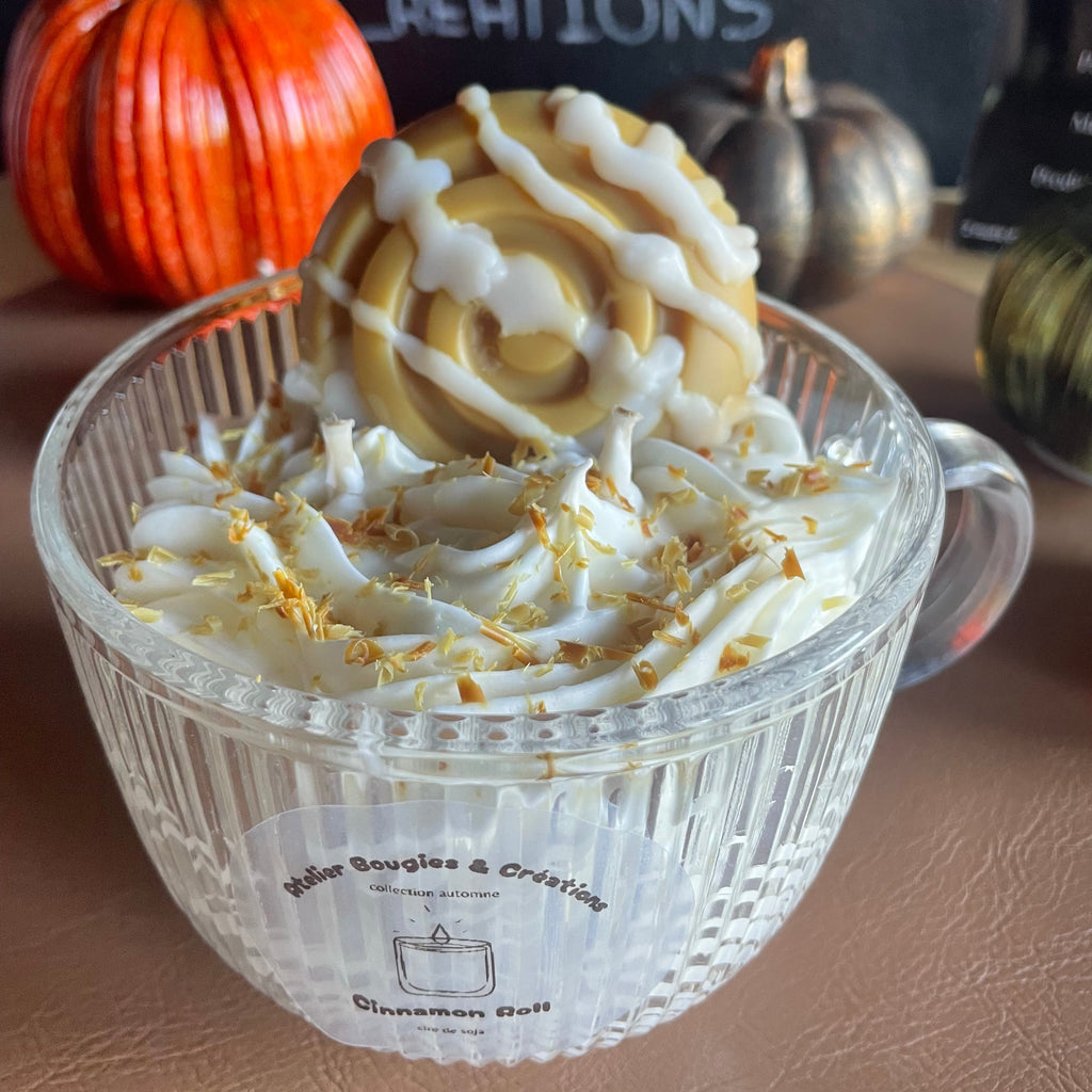 Bougie Cinnamon Roll ｜Cire de soja naturelle ｜Atelier bougies & créations