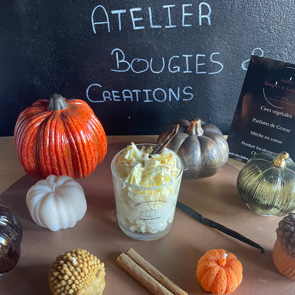 Bougie Ambre Vanille  | Cire de soja naturelle | Atelier Bougies & Créations