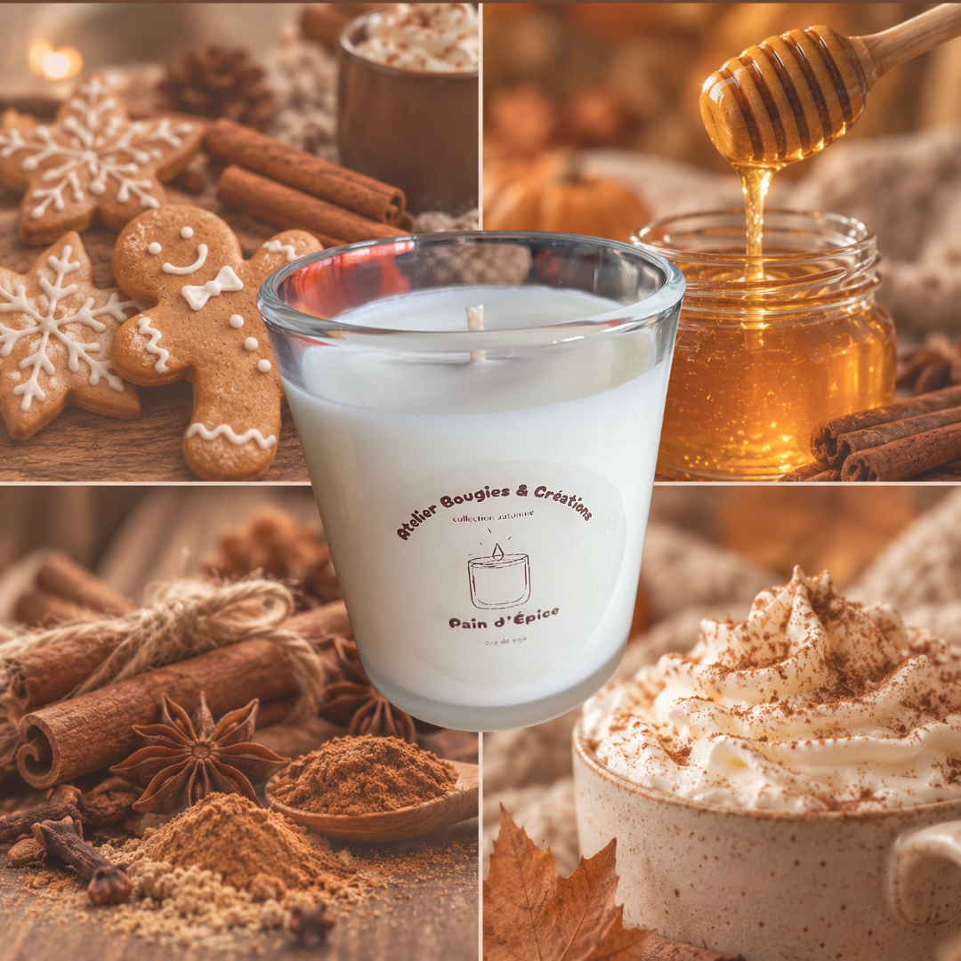 Bougie Pain d’Épices  | Cire de soja naturelle | Atelier Bougies & Création