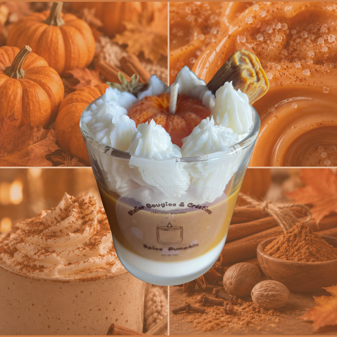 Bougie Spiced Pumpkin  | Cire de soja naturelle | Atelier Bougies & Créations